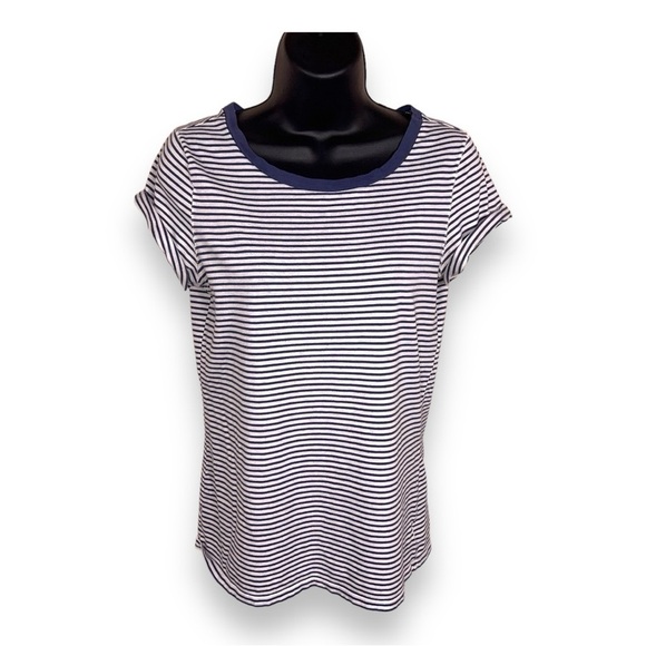 MEDIUM AMERICAN EAGLE BLUE WHITE STRIPE TEE TSHIRT PREPPY CASUAL - Picture 1 of 12